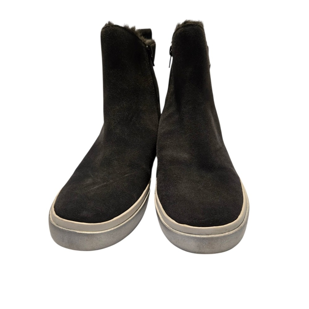 Dolce Vita Zucca Fur Lined High Top Dark Charcoal Boots Grey Silver Accent